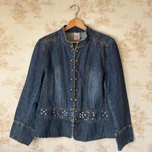 Vintage 90s y2k Faded Glory denim studded boho jean jacket 18W/20W